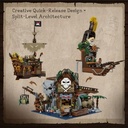 PANTASY Pirate Pub Building Kit – Modular Shipwreck Tavern Architecture Deck with Terrace Bar, Rum Bottle & Pirate Figures – Creative Nautical Dis