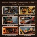 PANTASY Pirate Pub Building Kit – Modular Shipwreck Tavern Architecture Deck with Terrace Bar, Rum Bottle & Pirate Figures – Creative Nautical Dis