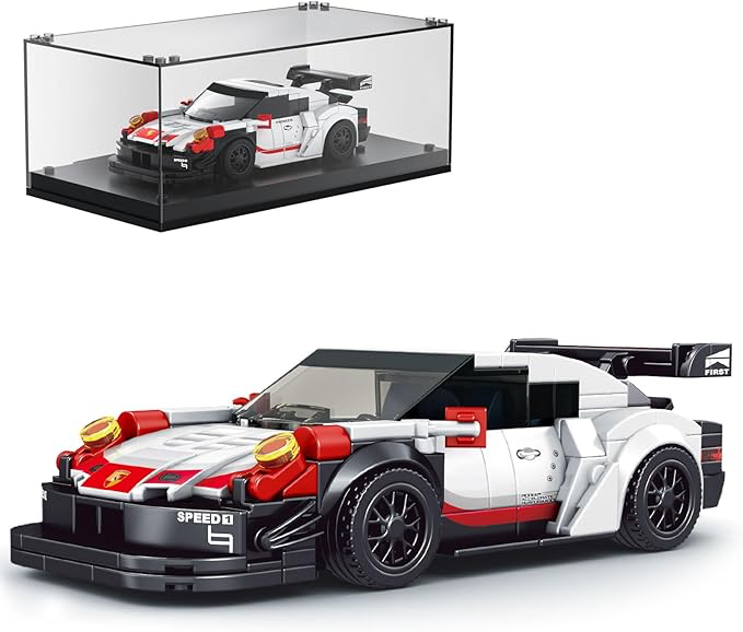 [27010] Mould King 27010 Speed Champion - Briques de Construction 911 RSR - Voiture de Sport - Briques de Serrage - avec vitrine en Acrylique - Modèles de Voitures à Collectionner (349 pièces)