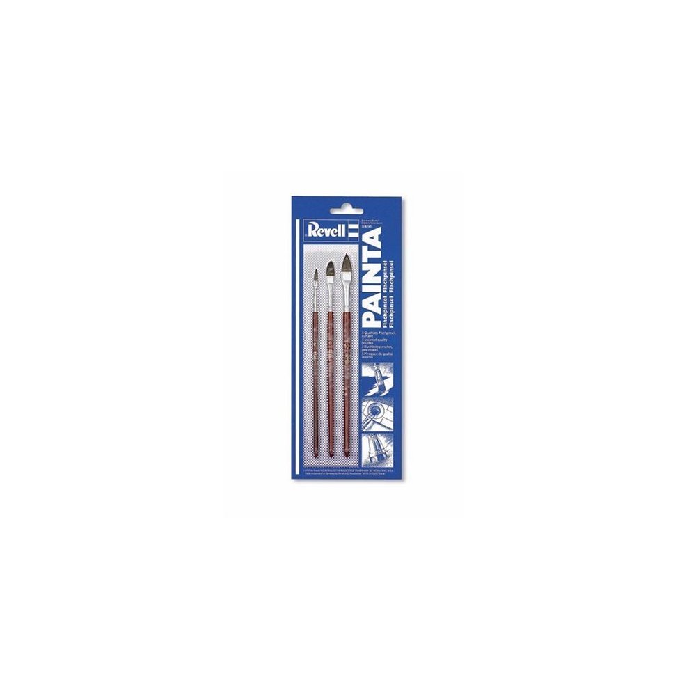 [29610] Revell Standard 3 Piece Flat High Quality Painting Brushes Set 29610