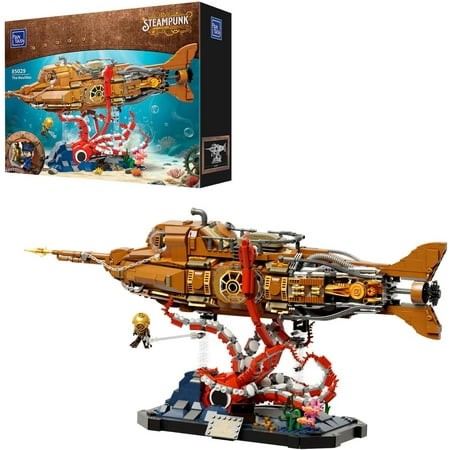 [85029] PANTASY Architecture Pantasy Steampunk the Nautilus Building Set Construction Kit Model Collectible Building Bricks Toys