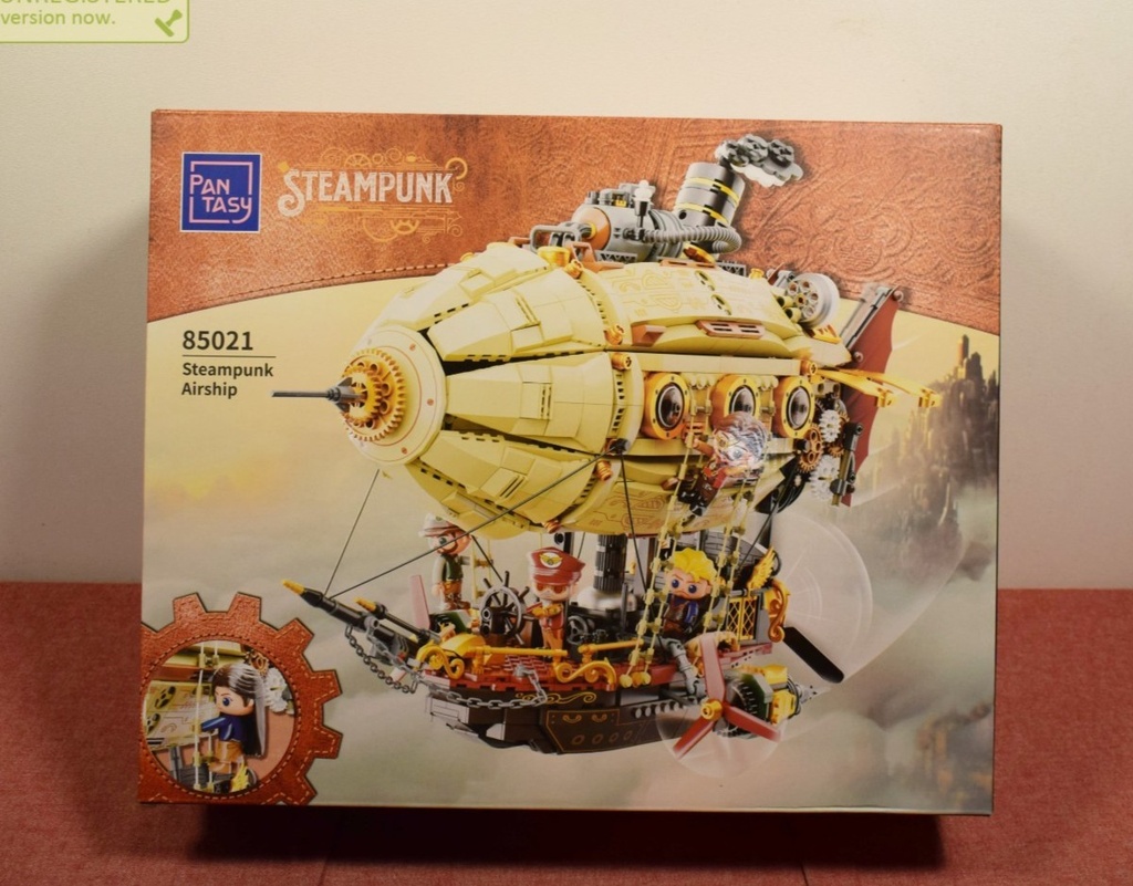 [85021] PANTASY Steampunk Airship Model Kit for Adults  Dual-Layer Zeppelin with Gear-Driven Mechanical System