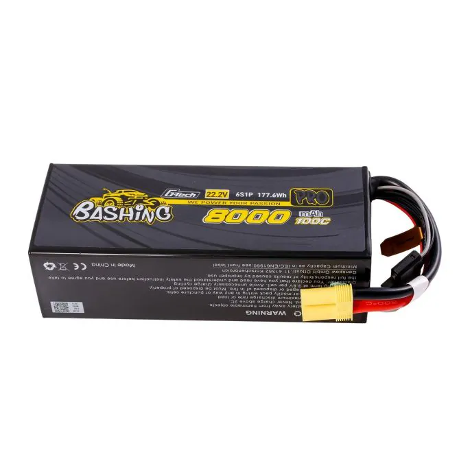 Pack batterie lipo Ace Ace G-Tech 8000mAh 22.2V 100C 6S1P avec série EC5-Bashing