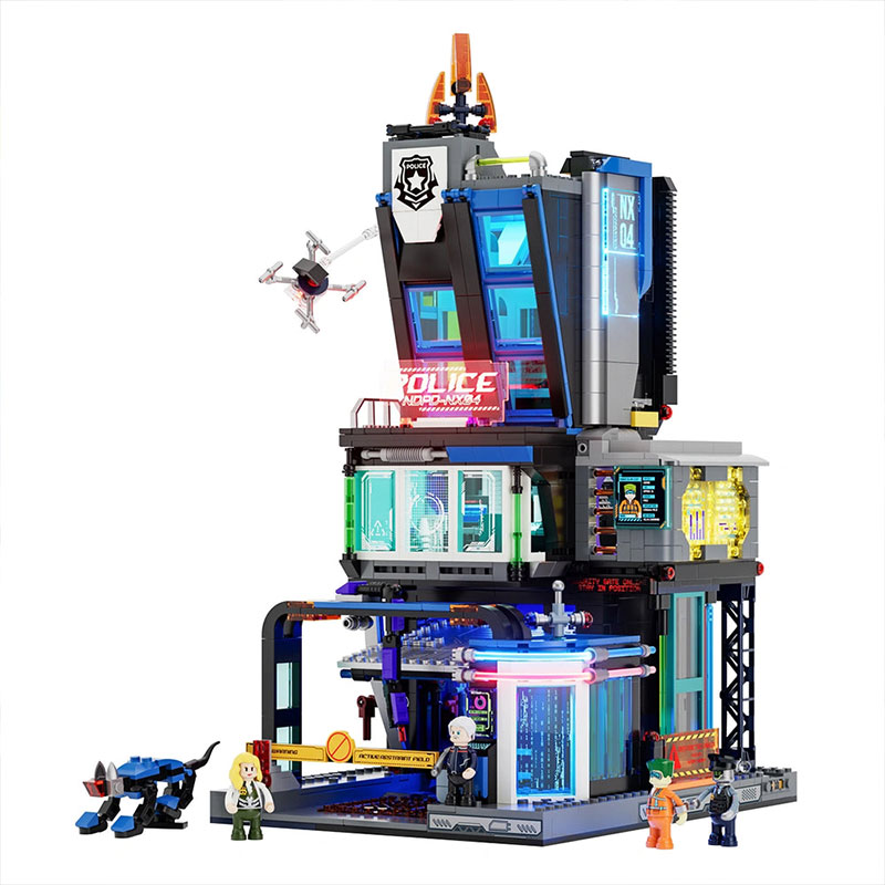 Lumibricks Cyberpunk Neoncity 17009 Cyberpunk Police HQ