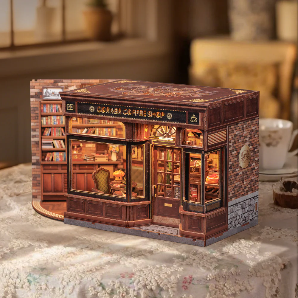 [252005] Maison miniature Cutebee Corner Coffee Shop, 294 pièces, éclairage LED (252005)