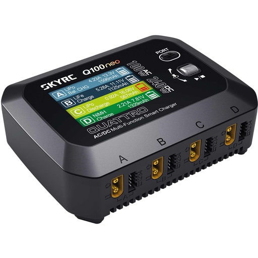 Chargeur SkyRC Q100 Neo 4 sorties 100 W AC / 240 W DC 6 A LiPo 1-4S